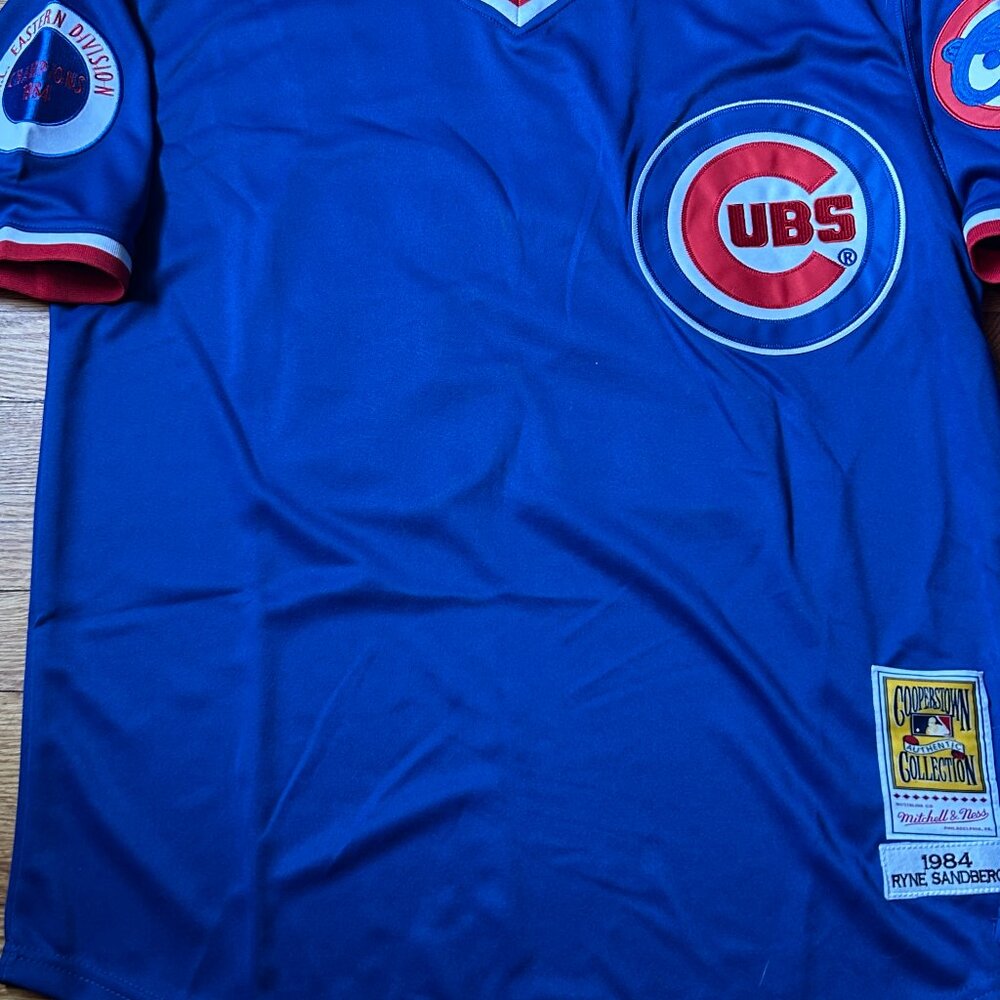 1980s CHICAGO CUBS RYNE SANDBERG Men's JERSEY M,L,XL,2X by Mitchell & Ness - Picture 4 of 9